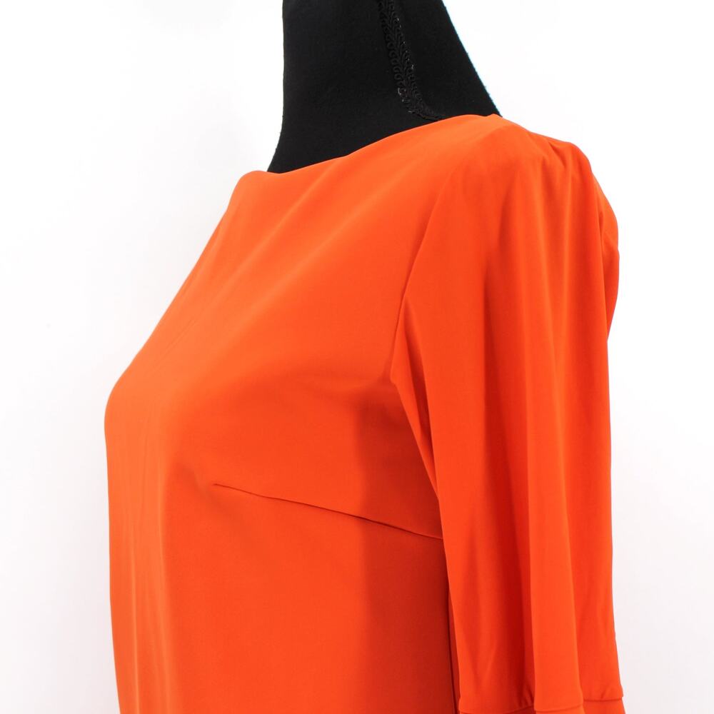 Chiara Boni Orange Bell Sleeve Natalia Boatneck Dress 42 Scuba Knit Shift Mini - Picture 3 of 7